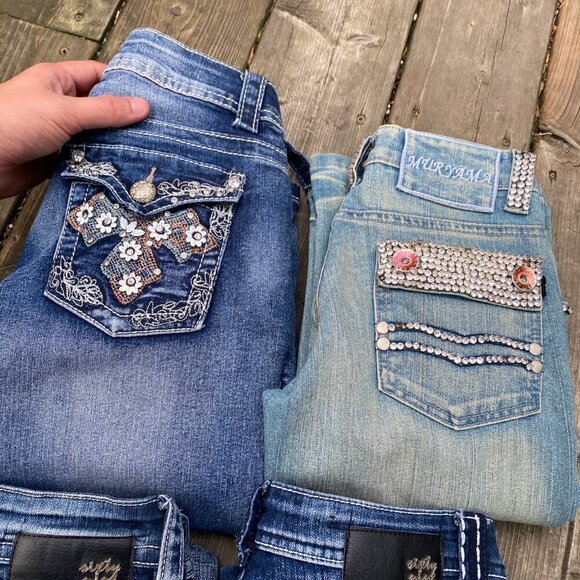 Lot of 4 Vintage Y2K Denim Jeans Size 25-28 - Mirmana, Sixty Nine - Picture 6 of 9